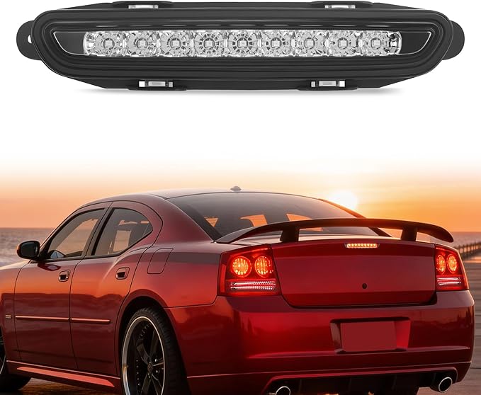 Nilight Third Brake Light Tail High Mount 3rd Stop Lights Smoked Lens Compatible with Dodge Charger 2006 2007 2008 2009 2010 Car Rear Center Cab Lamp