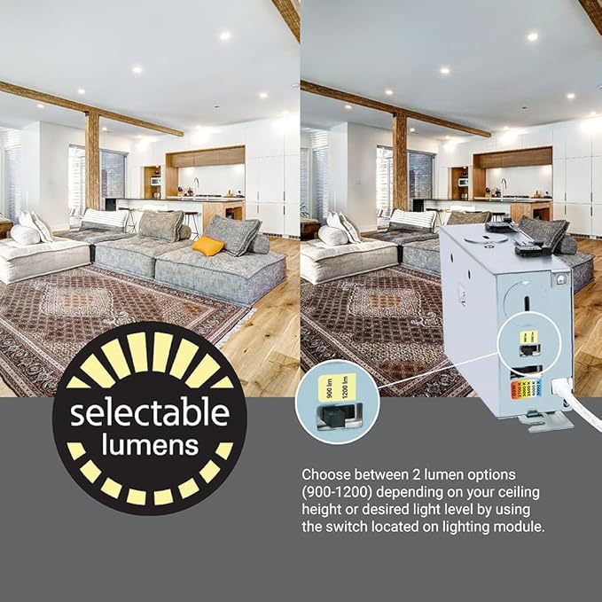 HALO RL 6 in Canless LED Recessed Ceiling Light with Selectable Color Temperature 2700K-5000K Selectable Lumen 900/1200 for Indoor Outdoor Wet Locations Dimmable IC Rated-RL6LS9FSD2W1EWHDM (Pack of 4)