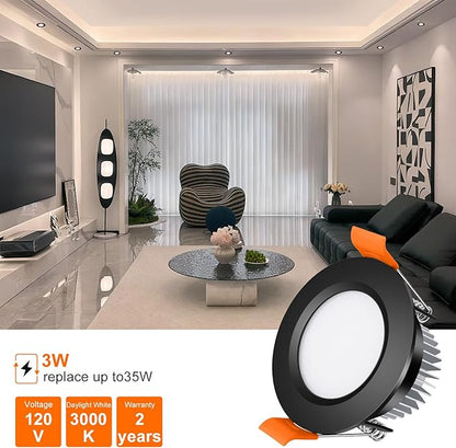 inShareplus 2 Inch LED Recessed Lighting, Black Downlight Dimmable 3W (35W Equivalent), 3000K Warm White, CRI80, Recessed Light Fixtures with LED Driver （1 Pack）