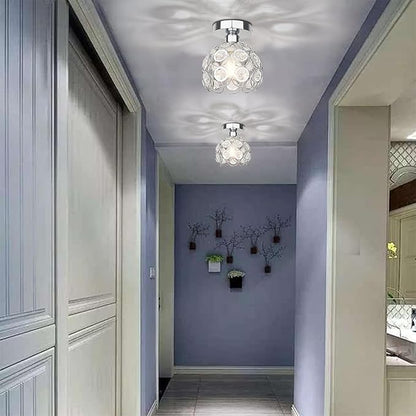 TISLYCO Modern Semi Flush Mount Ceiling Light Fixture, Mini Crystal Chandelier Light Fixture, Small Close to Ceiling Light for Hallway Bathroom