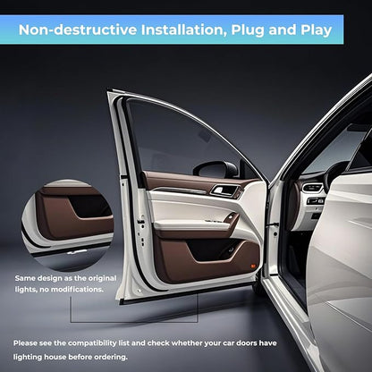 4PCS Car Door Light Projector, Customized Logo Welcome LED Lights Compatible with 1/3/4/5/6/7/X1/X2/X3/X4/X5/X6/M Series Car B Accessories