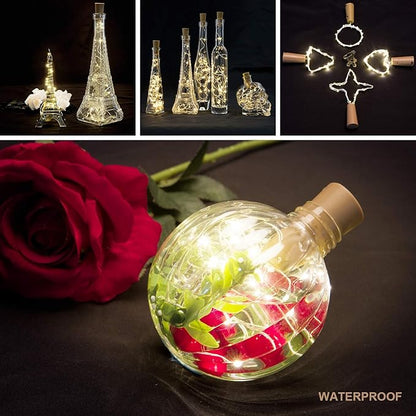 VOOKRY Wine Bottle Lights with Cork, 16 Pack 20LED Fairy Lights Battery Operated Mini Copper Wire Cork Lights for Liquor Bottles DIY Party Wedding Christmas Festival Bar Decoration(Warm White)