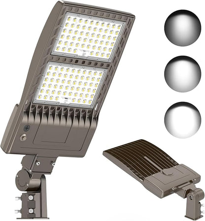 KUKUPPO 320W LED Parking Lot Light 48,000LM, UL Listed Power Adjustable LED Shoebox Pole Court Light Industrial Outdoor Parking Lighting Slip Fit 5000K IP65 Waterproof 100-277V