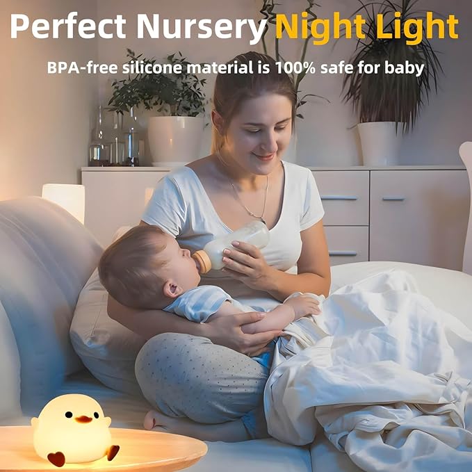 Dodo Duck Night Light, 50Hrs Duck Lamp Squishy, Tap Control 2 Brightness, 20Min Auto-Off, Rechargeable Animal Night Light for Kids Bedroom, [Mothers Day Gifts]