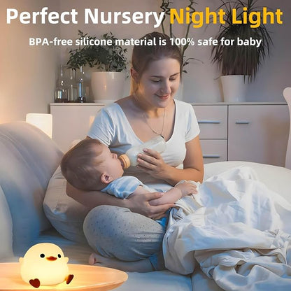 Dodo Duck Night Light, 50Hrs Duck Lamp Squishy, Tap Control 2 Brightness, 20Min Auto-Off, Rechargeable Animal Night Light for Kids Bedroom, [Mothers Day Gifts]