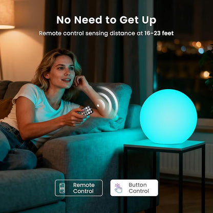 LOFTEK 12-inch LED Dimmable Light Ball: Waterproof Floating Pool Lights with Remote, 16 Colors Sphere Night Light, Cordless & Fast Chargeable, Sensory Lamp for Home, Party, Pool Decor