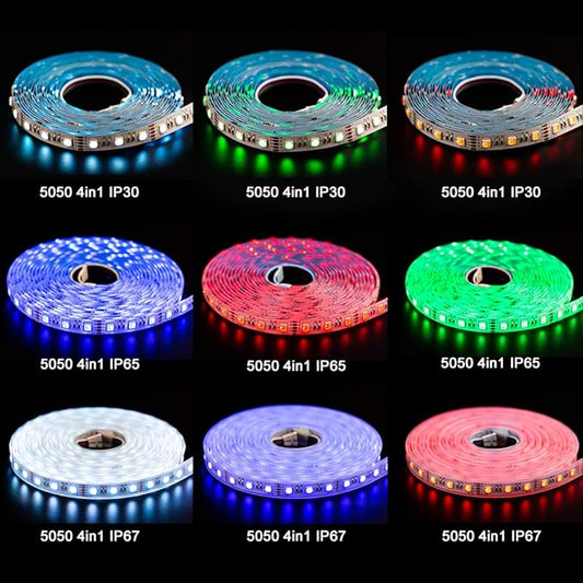 BTF-LIGHTING RGBW LED Strip Lights,UL Listed,5050 4 Colors in 1 RGB + 2700K-3000K Warm White,24V DC,16.4ft/5m 60LEDs/m 12mm Black PCB, IP65 Waterproof for Home Decoration(No Adapter or Controller)