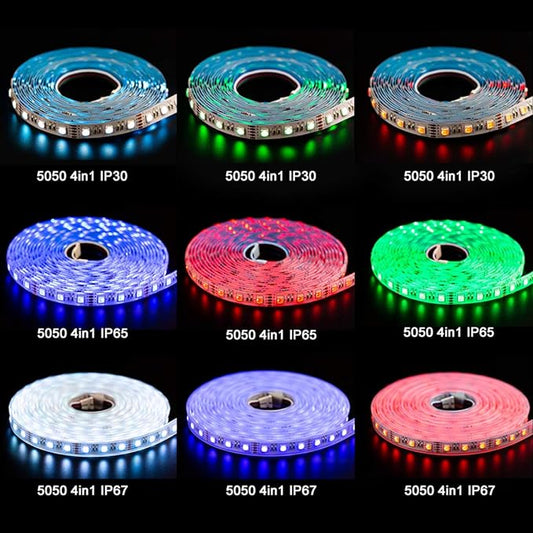 BTF-LIGHTING RGBW LED Strip Lights,UL Listed,5050 4 Colors in 1 RGB + 6000K-7000K Cool White,12V DC,16.4ft/5m 60LEDs/m 12mm White PCB, IP30 for Home Decoration(No Adapter or Controller)