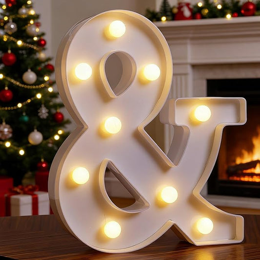 Small Led Marquee Letters, Light Up Letters, 8.58 Inch Led Letter Lights, Battery Powered Lighted Sign for Table, Party, Birthday, Christmas Decor (Letter &)