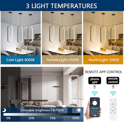 Ring Dimmable Pendant Lighting Adjust LED Mini Chandelier Ceiling Light Fixtures for Kitchen Island Dining Room Living Room Bedroom Hallway Black