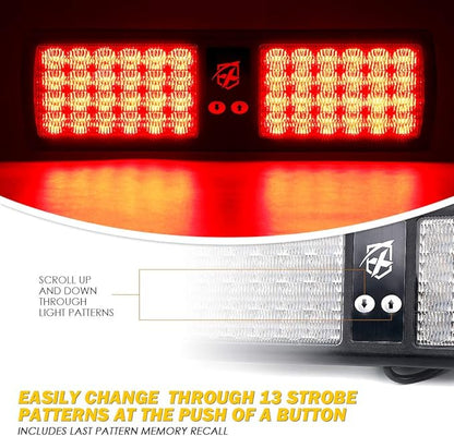 Xprite Red 48LED Visor Strobe Flashing Lights Sunshield Hazard Warning Light for Law Enforcement Emergency Vehicles Trucks Cars