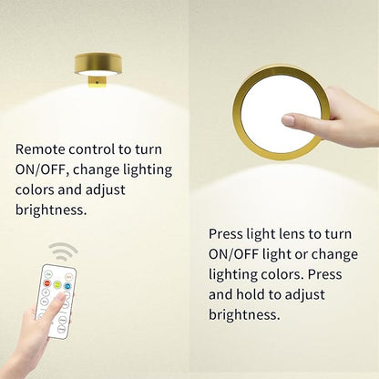Arixinks Battery Picture Light 3Pack Gold,Wireless Painting Light with Remote,3 Lighting&Dimmable,Wall Art for Painting Accent Light &Timer for Pictures Frames Gallery Potrait Magnetic