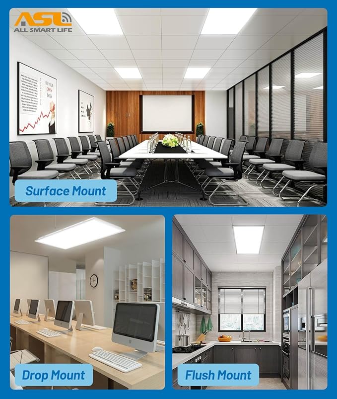 2x4 LED Flat Panel Lights for Drop Ceiling 4-Pack, 7200Lumens 0-10V Dimmable, 3CCT 3000K-4000K-6500K, 24InchX48Inch Back-Lit Recessed Troffer Light Fixtures for Shop Commercial Office, 120-277V ETL