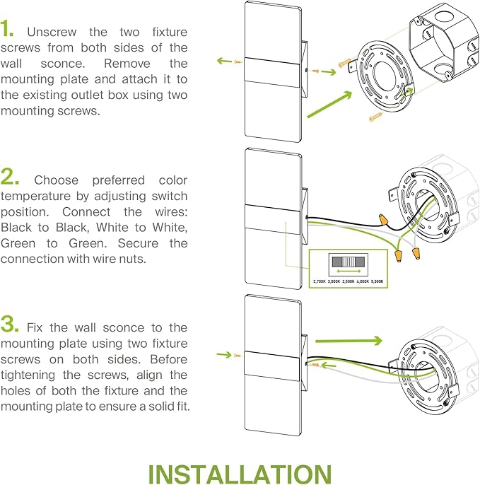 ASD 12 Inch Indoor LED Wall Sconce - 12W 2700K-5000K Dimmable Black Wall Sconce Lights for Living Room, Bedroom, Bathroom, Hallway - Modern Wall Sconces Hardwired, UL Interior Light