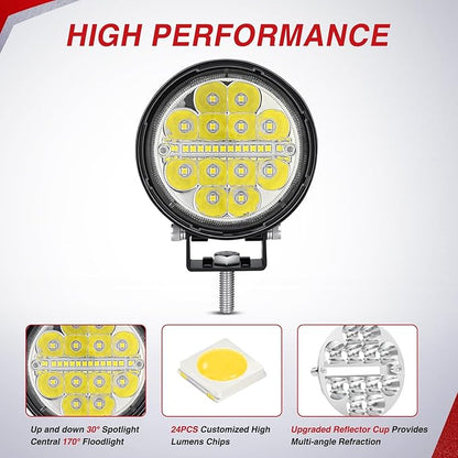 Nilight LED Light Pods 2PCS 3 Inch 36W Round Upgraded Spot Flood Combo Beam Driving Fog Work Backup Bumper Roof Lighting for Offroad Pickup Truck ATV UTV SUV 4x4 Van Camper Boat