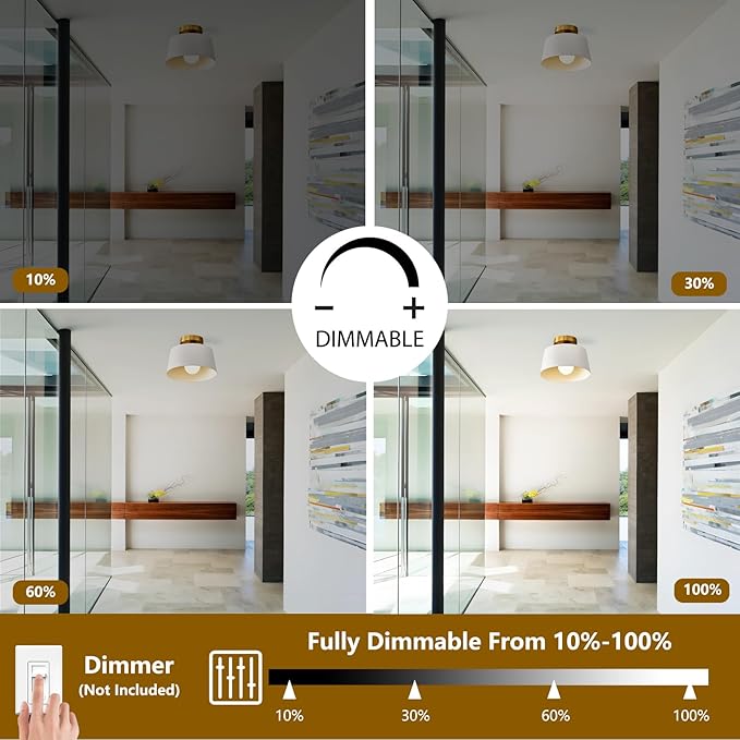 Modern Semi Flush Mount Ceiling Light 3 Pack,Metal Ceiling Light Fixture,E26 Ceramic Lamp Head,White and Gold Ceiling Lamp for Hallway Kitchen Entryway Bedroom Laundry Room (10Inch)