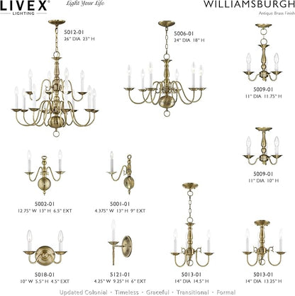 Livex Lighting 5006-01 Williamsburgh 6 Light Antique Brass Chandelier