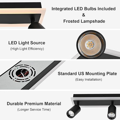 TODOLUZ 5-Light LED Track Lighting Fixtures, Black Flexible Directional Ceiling Spot Light, Wall Mounted Bathroom Lights Fixture for Over Mirror Kitchen