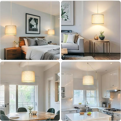 Qingmiao Boho Plug in Pendant Light, Hanging Lamp Plug in with LED Bulb, 3-Way Dimmable Hanging Light Fixture for Living Room Bedroom Kitchen Ceiling Farmhouse Home Decor