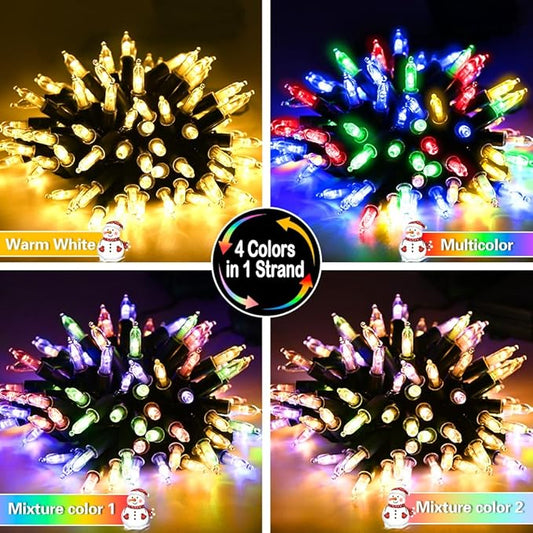 Battery Christmas Lights 2 Pack, 17ft 50 LED Dual Color Changing Mini String Light with 3 Auto-Timer Options and 12 Lighting Modes Waterproof Tree Lights (Warm White & Multicolor, 50 LEDs x 2 Pack)