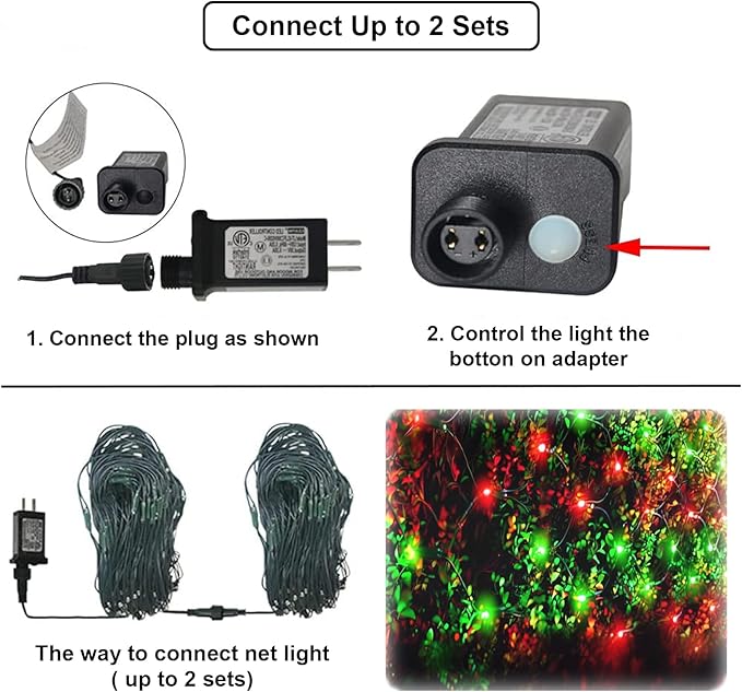 Christmas Net Lights Outdoor, 360 LED 21ft x 5ft Large Net Mesh String Lights 8 Modes, Twinkle Lights Connectable Plug in for Bushes Hedge Yard Garden Party Christmas Decor, Red and Green