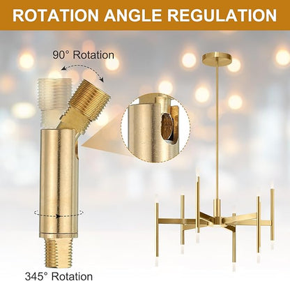 MECCANIXITY Sloped Ceiling Adapter, 90/345 Degree 60x13mm M10 Fine Thread Sloped Ceiling Light Fixture Adapter Kit for Ceiling Pendant Light Chandelier Track Suspend(Brass)