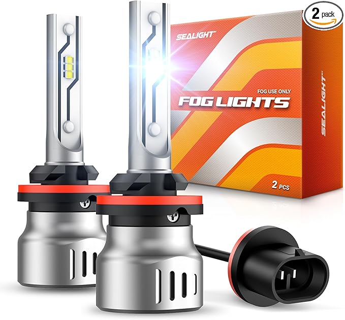 SEALIGHT 880 Fog Light Bulbs, 1:1 Size 885 893 899 880 Fog Lamps Upgrade, 12000 LM 6500 K Cool White Fog Lights or Daytime Running Lamp, Pack of 2