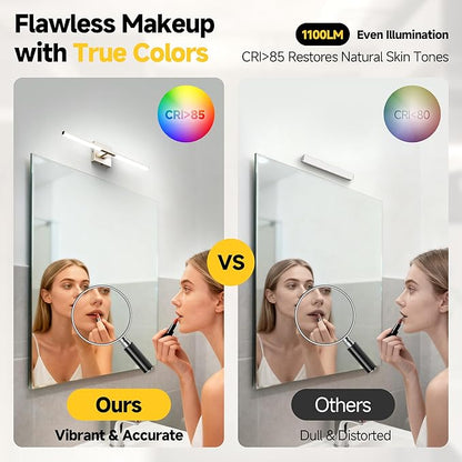 24 Inch Brushed Nickel Bathroom Vanity Light, Built-in Dimmer 2700K-6000K 1100LM LED, 360° Rotatable Bathroom Lights Over Mirror for Makeup, Shaving, Restroom, Powder Room ETL FCC