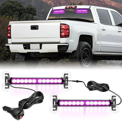 Nilight 24LED Emergency Strobe Traffic Advisor Light Bar 2 in 1 Purple Dash Warning Safety Flashing Lights Front/Rear Windshield Construction Lights for Trucks Cars Plow Police Firefighter Vehicles
