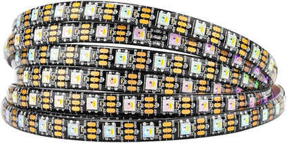 BTF-LIGHTING RGBW RGB+Cool White SK6812 (Similar WS2812B) 4 Colors in 1 LED Strip Individually Addressable 16.4ft 60Pixel/m 300LED Light Dream Color IP65 DC5V Black PCB (No Adapter or Controller)