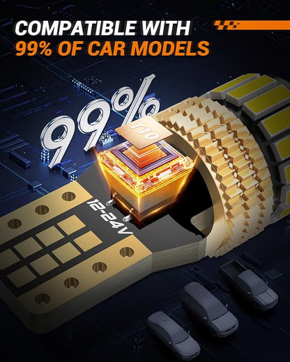 SEALIGHT 194 LED Bulb 6000K White 168 T10 2825 W5W 600% Brightness Wedge Interior Car Bulbs Replacement for License Plate Lights Dome Map Door Courtesy Trunk Parking, 10 PCS