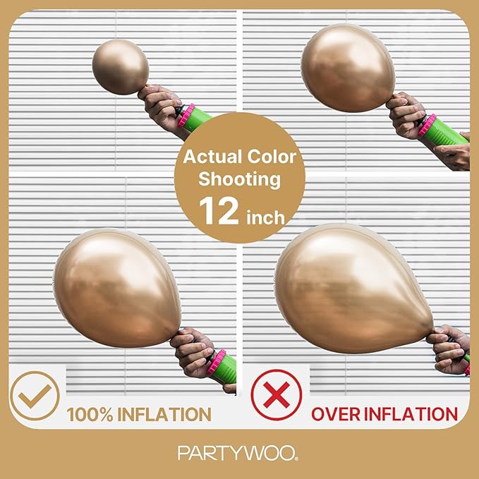 PartyWoo Metallic Gold Balloons 145pcs Different Sizes of 18 12 10 5 Inch Chrome Gold Balloon Arch Kit Garland for Birthday Graduation Baby Shower Wedding Bachelorette Party Decorations Gold-G127