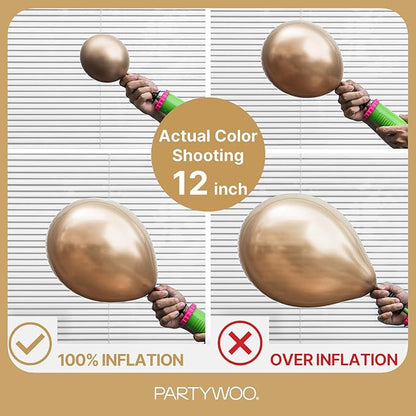 PartyWoo Metallic Gold Balloons 145pcs Different Sizes of 18 12 10 5 Inch Chrome Gold Balloon Arch Kit Garland for Birthday Graduation Baby Shower Wedding Bachelorette Party Decorations Gold-G127