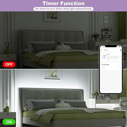 MIWISE COB LED Strip Lights 65.6ft/20m,UL-Listed CRI 90+ Dimmable 6000K Daylight White Super Bright,with APP Control/RF Remote,Work with Alexa/Google,for Cabinet/Bedroom/Kitchen DIY Lighting Projects