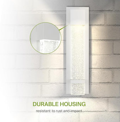 ASD LED 18" Bubble Glass Wall Light Fixture, Outdoor & Indoor Seeded Sconce | 3CCT, Waterproof, Dimmable, ETL Listed | 12W 500LM 3000-5000K 120V | Exterior Lantern, Porch Lighting | White