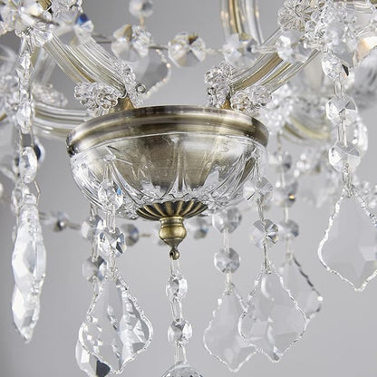 Saint Mossi 4 Light Maria Therese K9 Crystal Chandelier Light Fixture,Antique Brass Finish,Modern Chandelier Small Chandlier for Bedroom,Dining Room,Living Room,H17 x W17,Chain Adjustable