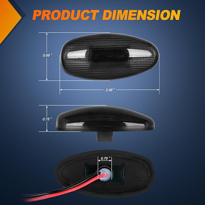 Nilight Fender Side Marker Lights 4 PCS 3 LED Smoke Lens Red Amber Front Rear Clearance Light Compatible with 2001-2014 Chevy Silverado GMC Sierra 1500 2500HD 3500HD Dual Wheeler Trucks