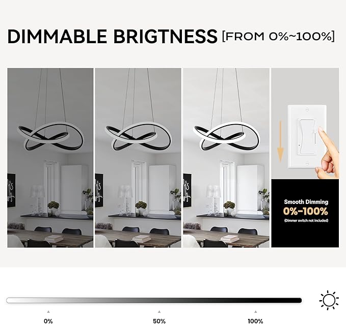 MAYNA Modern LED Pendant Light Fixture, Contemporary LED Chandelier with Irregular Ring Lights, Adjustable Modern Chandeliers for Dining Room Kitchen Entryway Living Room Bedroom, 6000K Daylight