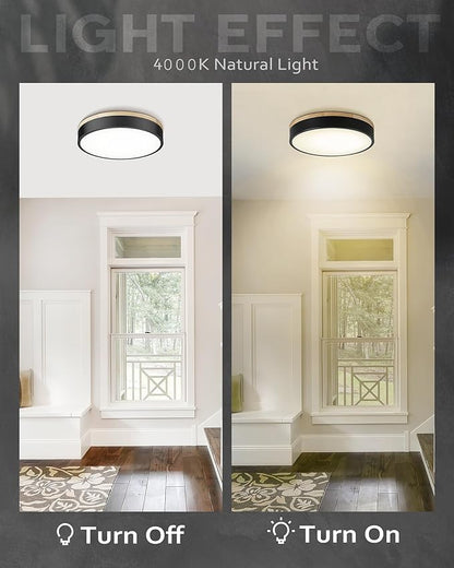 Ken & Ricky Flush Mount Ceiling Light, Dimmable Led Close to Ceiling Light Fixtures for Kitchen Bathroom Bedroom Hallway 5cct (Light Wood,2PK, 12 Inch)