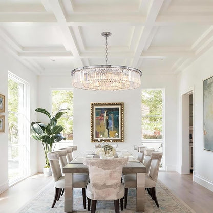 Crystal Chandelier Chrome 18-Lights 3-Tier Modern Luxury Pendant Ceiling Lights Fixture for Dining Room Living Room Bedroom Chandeliers Lighting