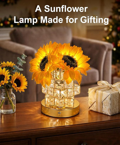 Fussion Sunflower Lamp, Mothers Day Gifts for Women, Rechargeable Flowers Night Light, Cordless Decorative Table Lamp with 3 Color Temperatures, Birthday Gifts for Grandma Girlfriend, Bedroom Decor