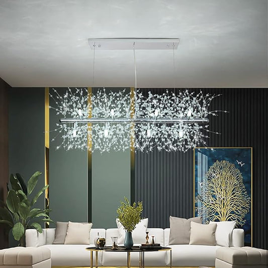 CM MZY Modern Crystal Chandeliers Firework, 12-Light Dining Room Lighting Fixtures Hanging, Chrome Sputnik Firework Ceiling Light Fixture for Dining Room Living Room Kitchen Island (L 35.5")