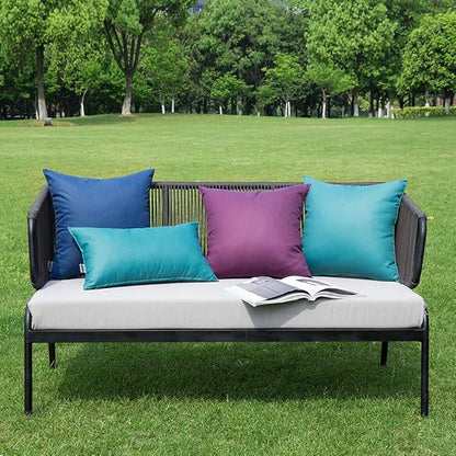 MIULEE Pack of 2 Decorative Outdoor Waterproof Pillow Covers Square Garden Cushion Sham Throw Pillowcase Shell for Spring Patio Tent Couch 22x22 Inch Navy Blue