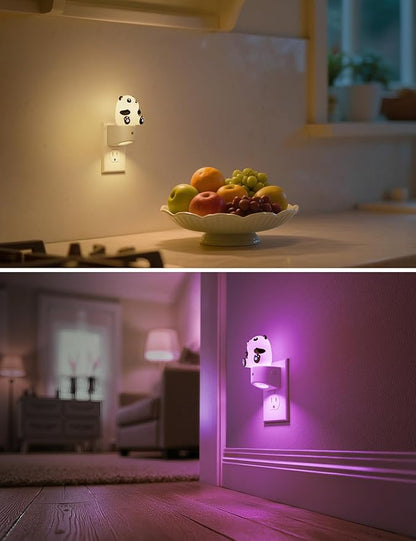 L LOHAS LED Night Light for Kids, 3D Panda Night Light Plug in, Dusk to Dawn Nursery Night Lights, RGB+Soft White 3000K, 3 Lighting Modes, Room Decor, Children