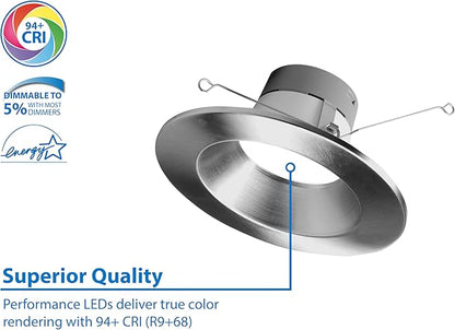 NICOR DLR566091203KNK DLR56(v6) 5/6-inch Nickel 900 Lumen 3000K Recessed LED Downlight