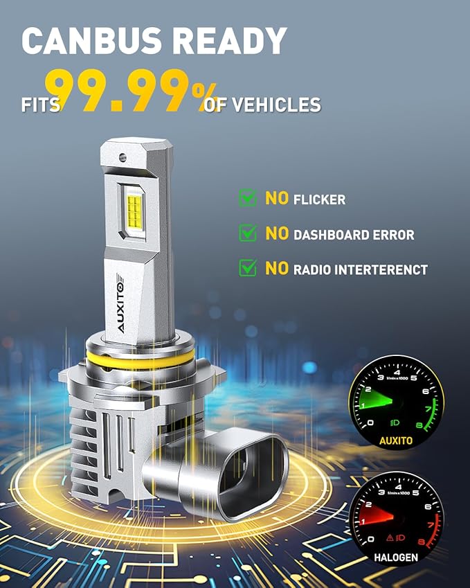 AUXITO 9005 H11 LED Bulbs Combo, 100000 Lumens Ultra Bright 6500K Cool White, Canbus Ready, No Flicker, 99% Vehicle Compatibility, IP68 Waterproof, 4 Pack