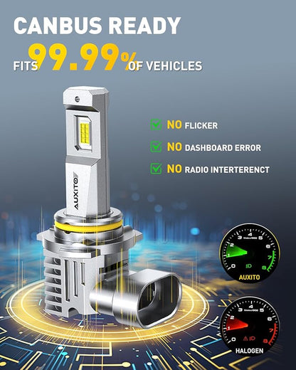 AUXITO 9005 H11 LED Bulbs Combo, 100000 Lumens Ultra Bright 6500K Cool White, Canbus Ready, No Flicker, 99% Vehicle Compatibility, IP68 Waterproof, 4 Pack