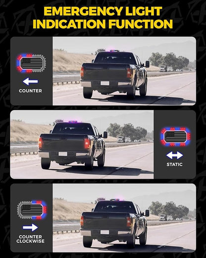 Xprite Red Blue Rooftop Emergency Strobe Light Bar, US Flag Beacon Safety Flashing Police Lights w/Control Panel Magnetic Base for Police Law Enforcement POV Vehicles Trucks