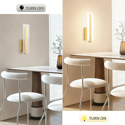 Tipace Hardwired Gold Dimmable Modern LED Wall Sconce 2 Packs 3000K 3500K 4000K 5000K 6000K Indoor Wall Lights Up and Down Wall Mount Light for Living Room Bedroom Hallway Corridor(5CCT)