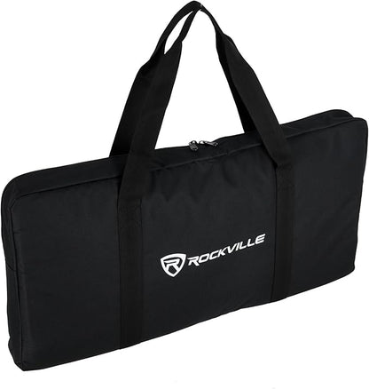 Rockville BAG for 4x SABER STANDS, Compact Carry Bag, Foam Padding, Water-Resistant Nylon, 4 Internal Pockets, for DJs and Event Lighting